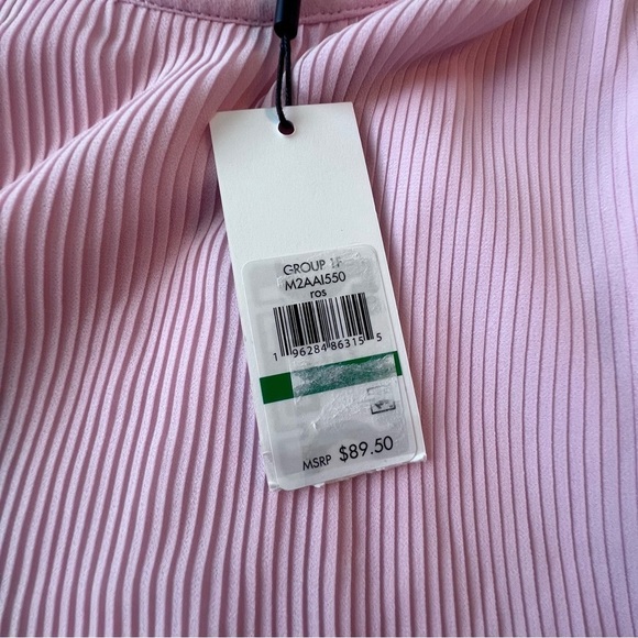 Calvin Klein NWT Pink Pleated Chiffon Sheer Sleeve Women’s Blouse Size Large - Picture 12 of 12